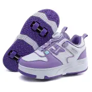 Boys Youth Roller Skates Shoes Removable Flat Shoes Four Wheels Girls Roller Skates Sneakers for Women purple 40