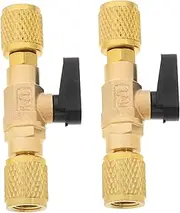 2pcs Air Conditioner Valve Adapter Brass Refrigeration Valve Connector with 1/4 Female Thread Valve Set