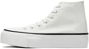 [xinran & shengli] Women's Fashion Platform Trainers Ladies High Top Canvas Shoes Classic Platform Lace Up Sneakers Pumps Plimsolls Outdoor Sport Tennis Running Walking Shoes Breathable, White, 5.5 US