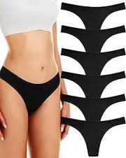 [Anzermix] Women's Breathable Cotton Thong Panties Pack of 6