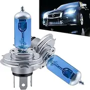 Sumjig 2 PCS H4 Car Halogen Fog Light Bulb, 12V 100W High Power Three-pin Super Bright High Low Beam Light Bulb, 360 Degree Lighting Replacement Lamp Accessories, for Most Car Models (White)