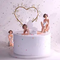 在飛比找蝦皮購物優惠-3 件套花仙子人物生日求婚週年婚禮蛋糕裝飾蛋糕頂飾生日派對裝
