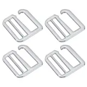 4Pcs 1.26" Metal G-Hook Buckles Adjustable Flat Tri-Glide Slide Buckles, Silver