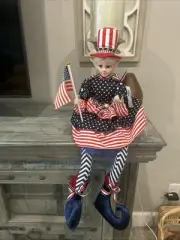 Cynthia Rowley 4th of July Patriotic American Elf Fairy Doll 24” Shelf Sitter