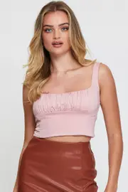 Pink Crop Top - Size S, Women's Singlet