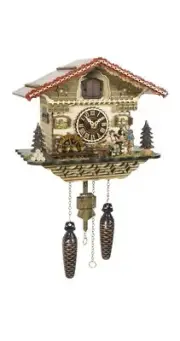 Quartz Cuckoo Clock Black Forest house with moving beer drinker.. TU 4222 QM NEW