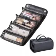 Leather 4 in 1 Roll Up Large Capacity Compact Waterproof Foldable Cosmetic Bag
