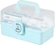 3 Layers Medicine Storage Box with Portable Handle,First Aid Safe Medical Organizer Box for Family Use,Emergency Medicine Kit Case Organizer for Dorm,Family,Office and Travel,Blue