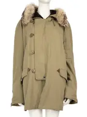 Green Coyote Fur Collar Parka Coat