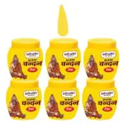 Pack of 6- 40 Gms Hari Darshan Chandan Tika Yellow Sandalwood Wet Paste Forehead