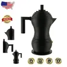 Pulcina 3-Cup Espresso Coffee Maker - Manual Operation, Reusable Filter, Black