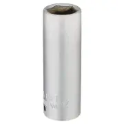 Elora 1/4"D 12mm Deep Socket Hexagon Chrome Plated 58732
