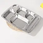 Divided Food Plate 6 Compartment Food Stainless Steel 304 Buffet Tray