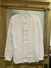NWT SUNDANCE MEDIUM VICTORIAN PINK EYELET/PIN DOTS BLOUSE TOP