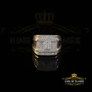 925 Sterling Silver Yellow Square Cubic Zirconia 1.00ct Men's Ring Big Size 10