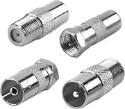 Uoww 4pcs TV Aerial Coax Aerial F Type Female Coax Connectors Adapter Kit Compatible with TV Antenna Coaxial Cables RF Satellite Aerial Cables Modem Satellite Receiver