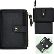 [Generic] Women's Small Purse, Women's PU Leather Wallet with Coin Compartment and RFID Protection, Women's Mini Wallet with Credit Card Holder, Fashion Small Purse for Women Girls (Black, One Size)