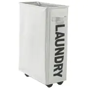 39 x18.5x58CM Foldable Laundry Washing Clothes Storage Bag With Universal Wheels-Light Grey