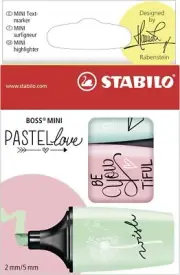 Highlighter - STABILO BOSS MINI Pastellove Wallet of 3 Assorted Colours