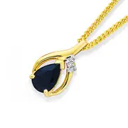 9ct Gold, Sapphire & Diamond Pendant in Black