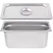 6 PACK 1/3 Size Stainless Steel w/ LID Steam Buffet Prep Table Food Pan 6" Deep