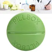 (Green)4 Grid Pills Case Round Portable Medicine Box Holder Organizer For AC