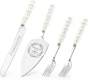 BEKESIN Wedding Cake Knife and Server Set,Ceramic Pearl Handle Cake Cutting Set for Weddings, Engagements, Anniversaries, and Engagement Gifts for Couples