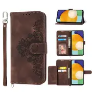 MCC For Samsung Galaxy A52 4G 5G Wallet Case Cover Extra Card Slots w/ Strap A525 A526 [Brown]