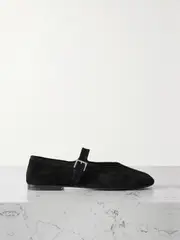 [The Row] The Row - Boheme Suede Mary Jane Flats - Black - IT42 IT 42 Black