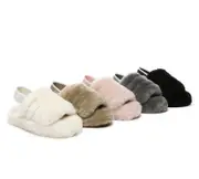 AUSTRALIAN SHEPHERD® UGG Kids Slingback Fluffy Slides Puffy - Grey / AU Kids 8-10 / EU 26-28