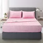 Satin-Silk Sheets Queen Size Bed Set Pink Soft Cooling Deep Pocket Sheets 4 PCs