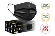 50Pcs BLACK Disposable Face Mask Protective Masks 3 layer Meltblown Filter for General Purpose