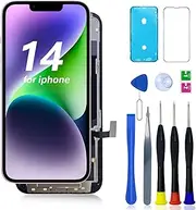 for iPhone 14 Screen Replacement, 6.1 inch LCD for iPhone 14 A2882, A2649, A2881, A2884, A2883 3D Touch LCD Display Digitizer Touch Screen Assembly with Repair Tools Parts(Black