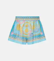 [Versace] Versace Underwater Barocco cotton and silk shorts AU 12 blue