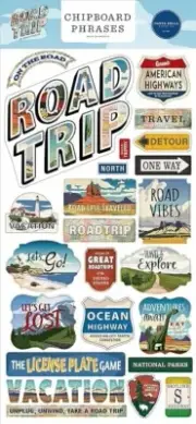 ECHO PARK CHIPBOARD PHRASES ~ ROAD TRIP~ LARGE 6"X13"~TRAVEL~VACATION