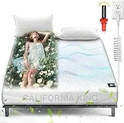 Grounding Sheets California King, 95% Organic Cotton+ 5% Pure Silver Fiber, Grounding Sheets with Grounding Cord, Bed Grounding Kit for Healthy Sleep Therapy [White California King-73"x 84"x 15"]