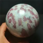 Natural Polished Red Tourmaline And Quartz Crystal Symbiotic Ball Healing WD1311