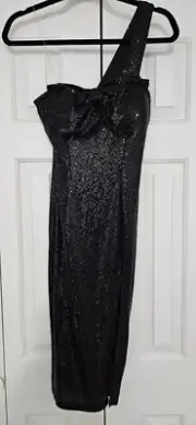 Emerald Sundae Womens Sequined Split Hem bow at bust Bodycon Dress Juniors M NWT