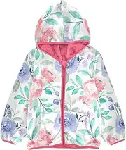 [GuoChe] Boys Winter Coats Sherpa Lined Vintage Flowers Rustic Watercolor Toddler Girl Light Jacket Peach Simple Baby Boy