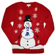 Carolyn Taylor Women's Long Sleeve Snowman Pullover Christmas Sweater - NWT