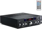 5.1 Channel Bluetooth Power Amplifier, HiFi Stereo Audio Receiver with LCD Display, USB/SD/RCA/MIC Inputs, 1000W Home Theater Amp for Speakers, Includes Remote Control