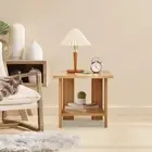 Wooden Double Layers Side Table Laptop Desk Sturdy for Narrow Spaces