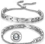 RainSo Kristall-Design-Magnetarmband für Damen, Elegantes Design-Edelstahlarmband mit Verstellbarer einziehbarer Kette, Wird mit Geschenkbox geliefert