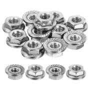 #8-32 Serrated Flange Hex Lock Nuts, 25Pcs Hexagon Flange Nut, Silver