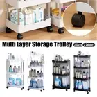 3/4 Tier Kitchen Bathroom Trolley Cart Steel Storage Rack Shelf Organizer Wheels