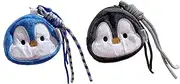 [zaoalife] 2PCS Cute Coin Purse,Plush Coin Pouch Penguin Shaped Change Purse with Keychain,Portable Change Wallet Key Holder Earphone Bag, K