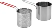 304 Stainless Steel Fryer Pot Deep Fryer Pot with Basket Container for Kitchen French Fries Chicken 304 Stainless Steel Cooking Oil Container Pasta Strainer Basket
