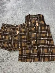 Spoon Jeans Tweed Jacket Shorts 2pc Set Women Large Vest XL Chino Outfit NWT