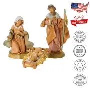 Intricate Hand-Painted 3-Piece Holy Family Nativity Set - 5-Inch Classic Style
