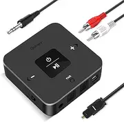 Golvery Bluetooth 5.0 Transmitter and Receiver with AUX and Optical Toslink Port, Wireless Audio Adapter with aptX Low Latency, for Home TV, PC, Headphones, Speakers & Car Stereo System